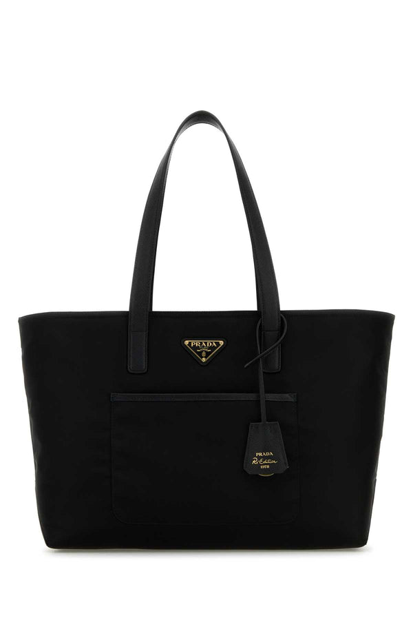 Prada Exterior: 100% Re-Nylon tote bag in black
