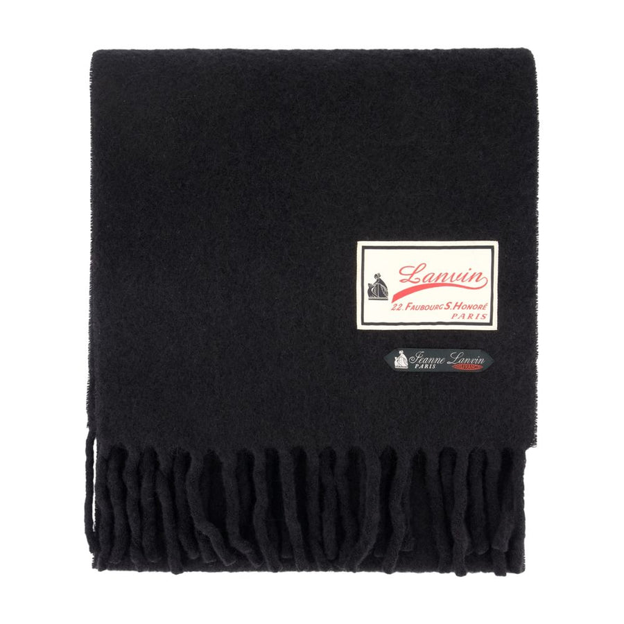 Fluffy Smash With Label Scarf - Lanvin Wool Black Accessories /