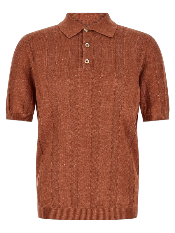 Brunello Cucinelli 77% linen polo shirt in orange
