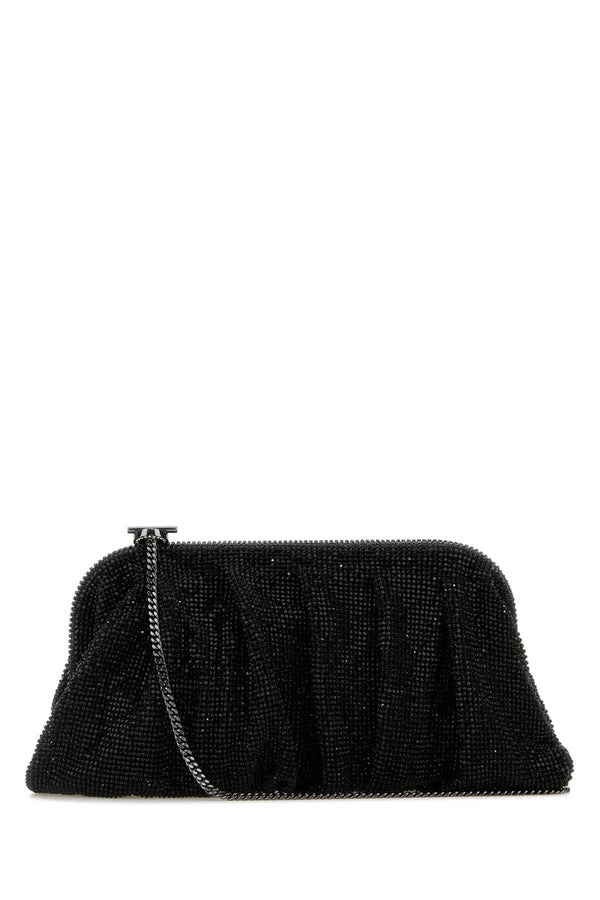 Black Rhinestones Knit Venus La Grande Clutch Jamesbond