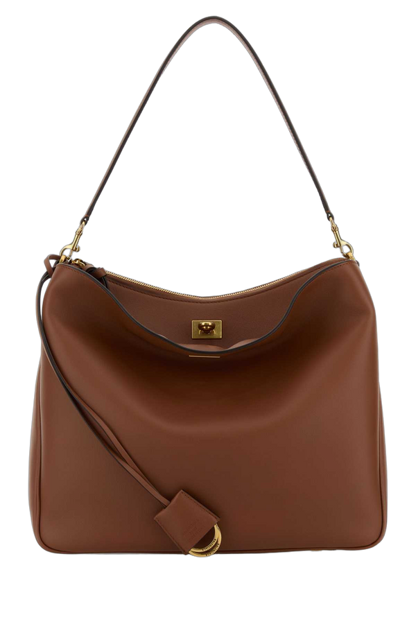 Balenciaga Exterior: 100% Calf; Lining: 100% Lamb; Finishing: Silver metal shoulder bag in brown