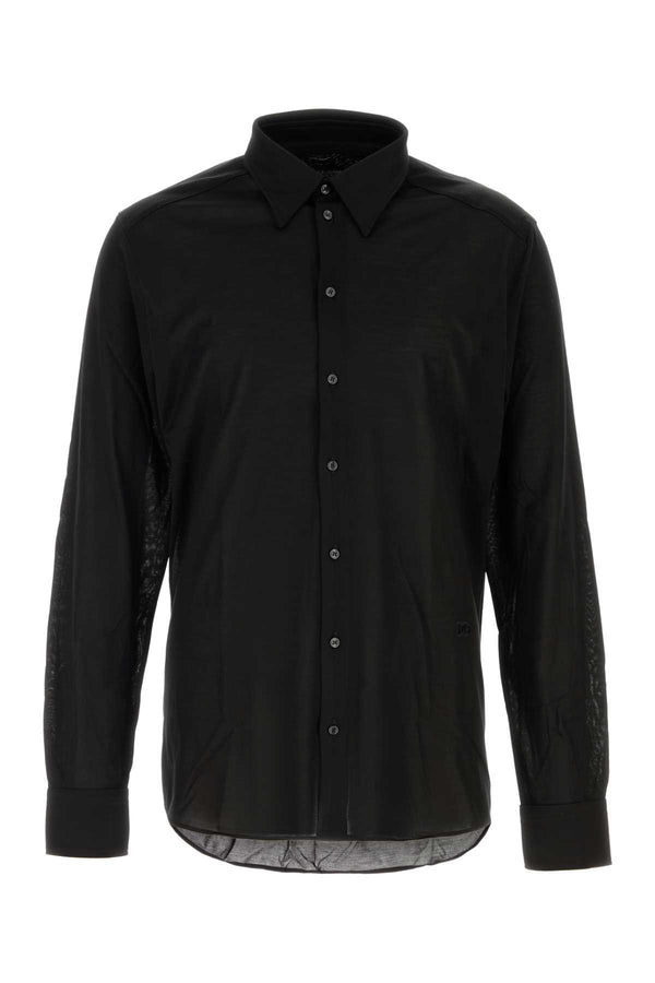 Black Jersey Shirt Nero Exterior: Silk Camicie