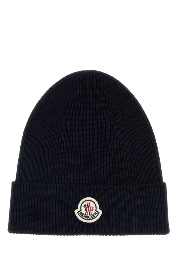 Midnight Blue Wool Beanie Hat Navyblue Exterior: Virgin Cappelli E Fasce Per Capelli