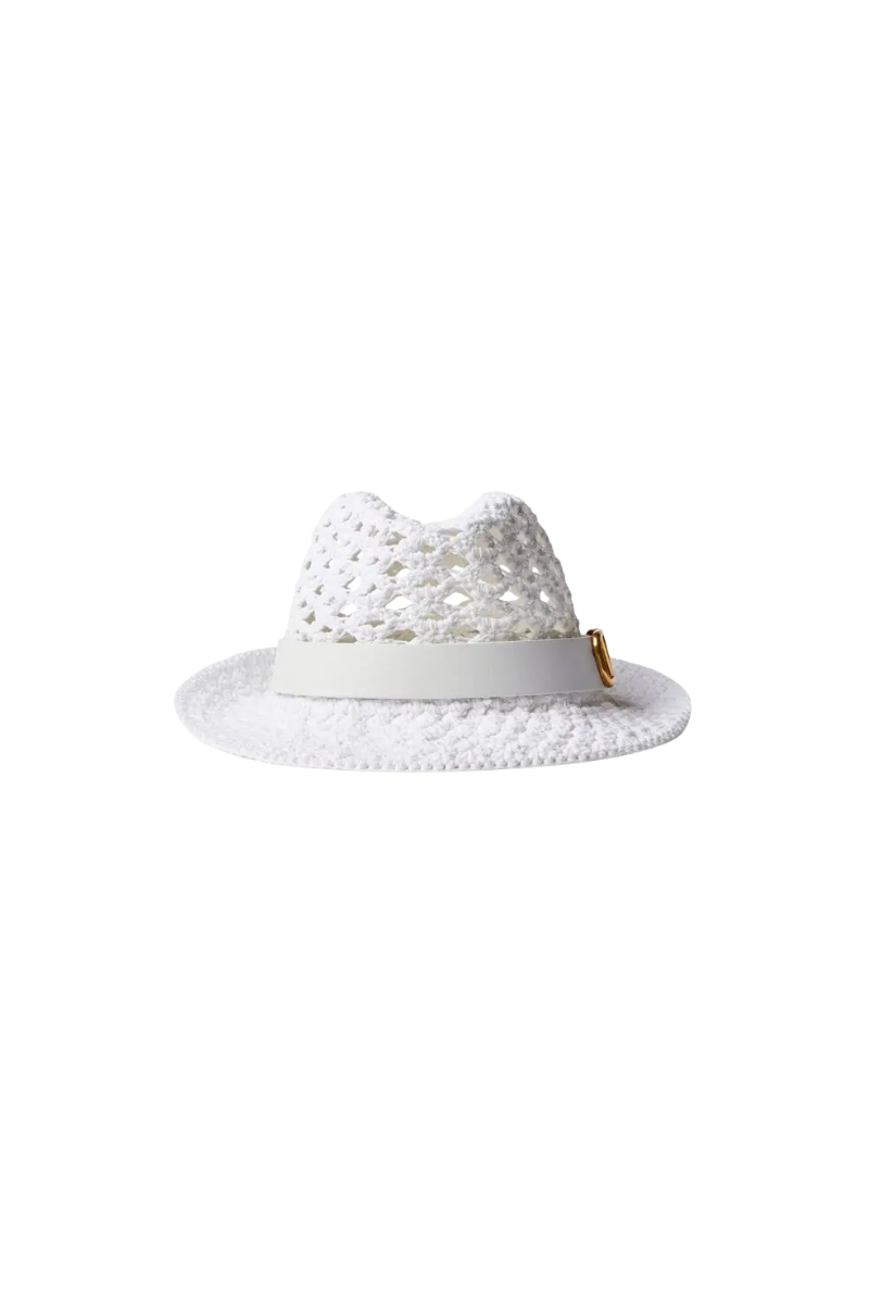 Valentino Garavani Vlogo Signature Woven Hat Bianco White