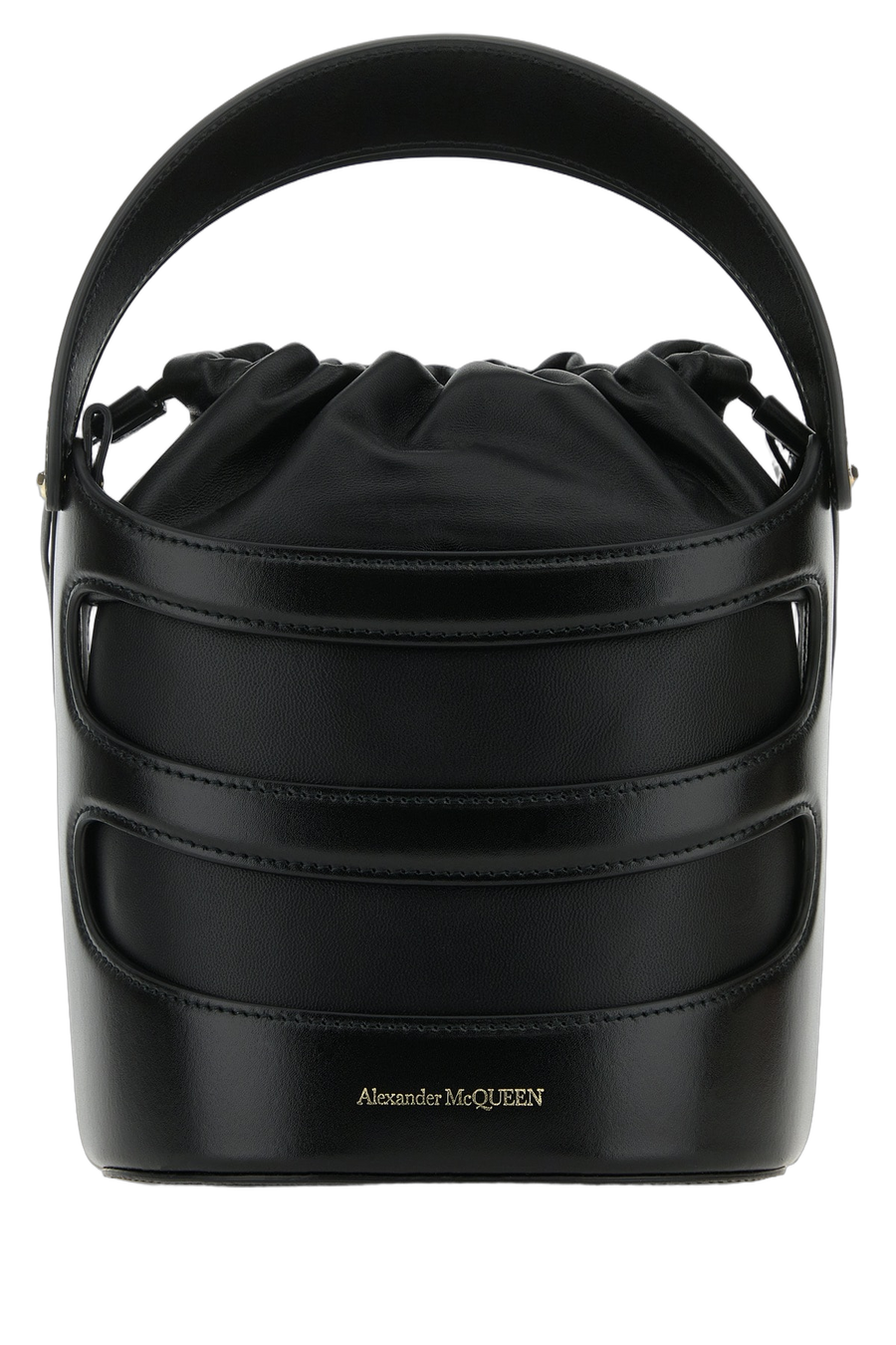 Alexander McQueen Calf leather (vitello) bucket bag in black