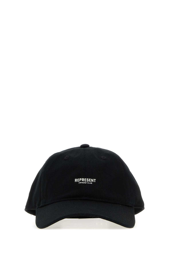 Black Cotton Baseball Cap Jetblack Exterior: Cappelli