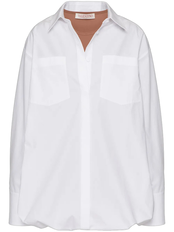 Valentino Cotton poplin with jersey knit underlayer shirt in white