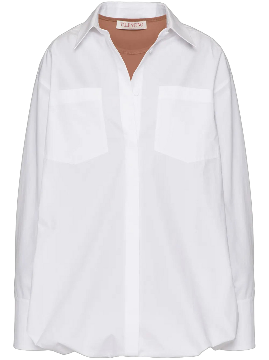 Valentino Cotton poplin with jersey knit underlayer shirt in white
