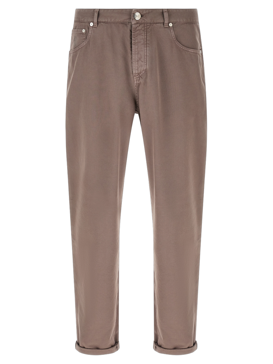 Brunello Cucinelli 100% cotton trousers in brown