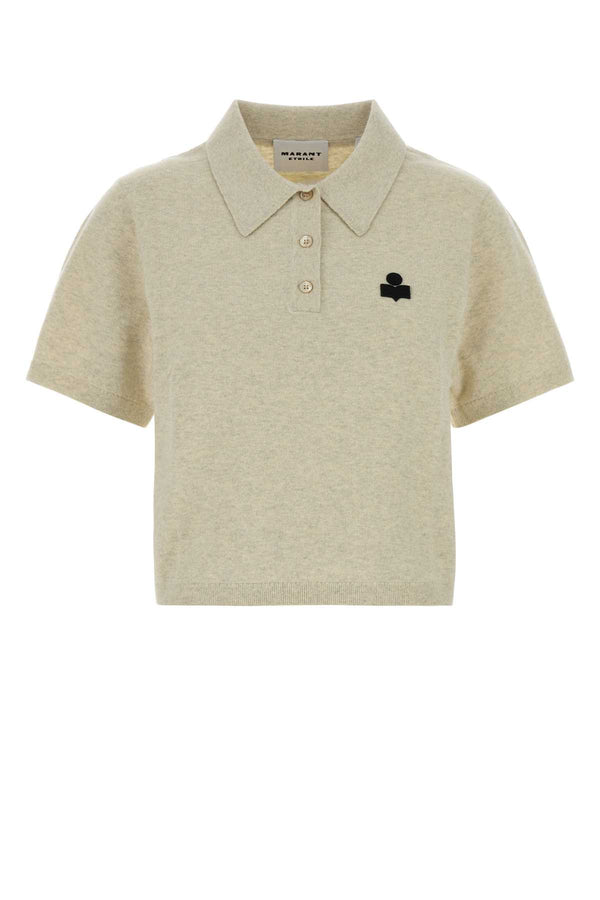 Melange Grey Cotton Blend Althea Polo Shirt Lightgrey Exterior: Wool