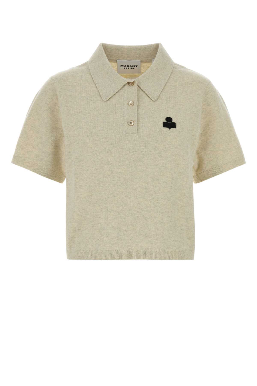 Melange Grey Cotton Blend Althea Polo Shirt Lightgrey Exterior: Wool