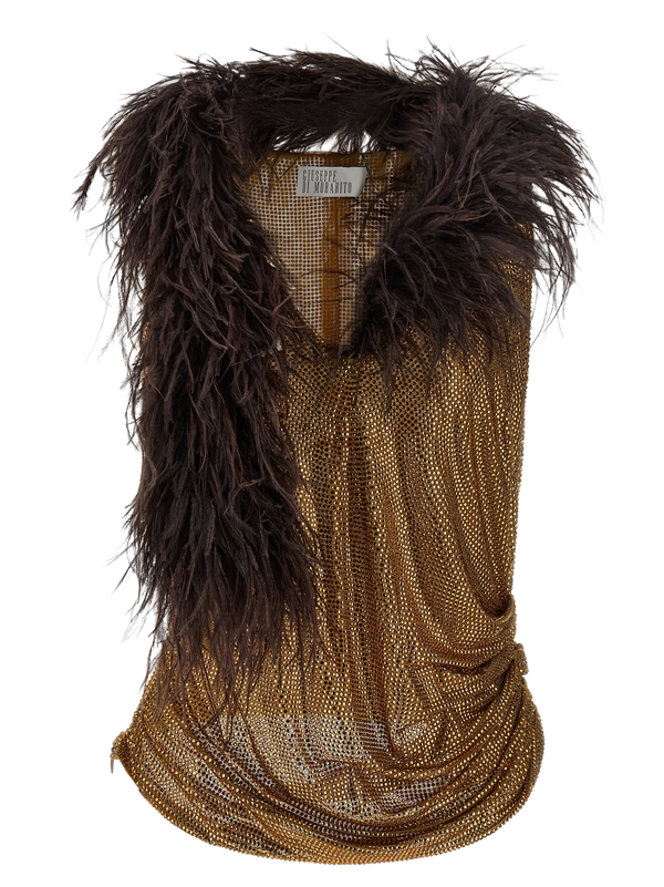 Gold Polyamide Tank Tops