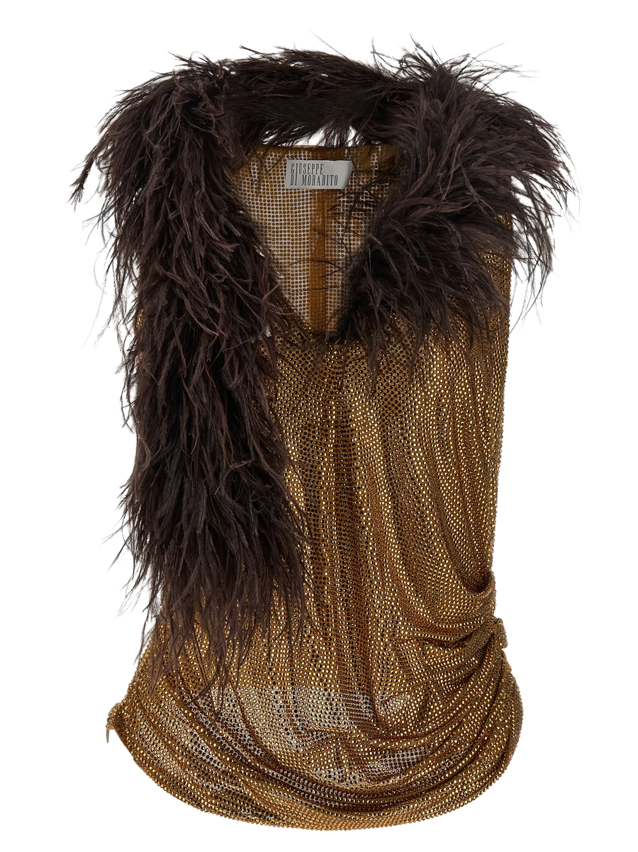 Gold Polyamide Tank Tops