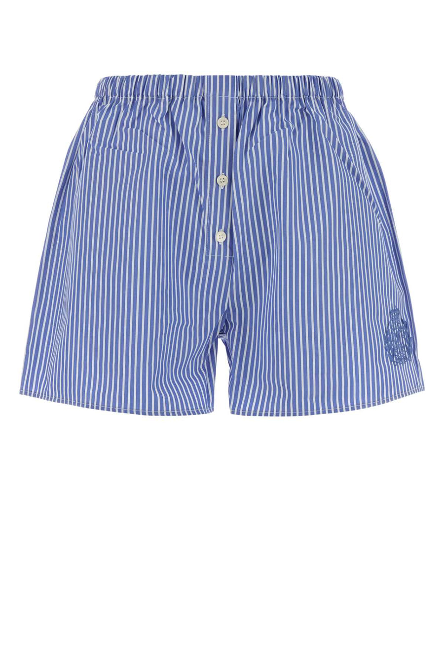 Embroidered Poplin Barbara Shorts Bluestripedblue Exterior: Cotton