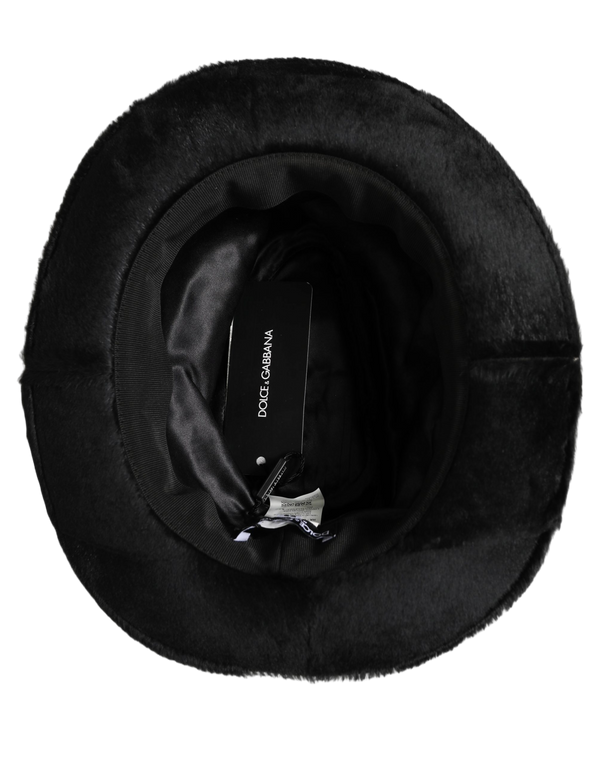Dolce & Gabbana HAT10089 100% Rabbit Leather fedora in black