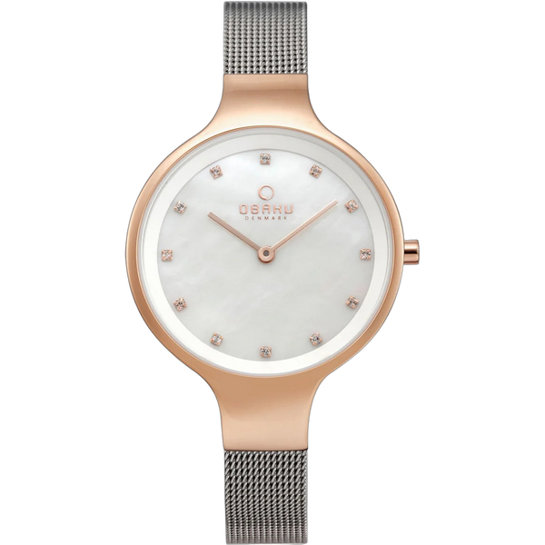 Obaku Stainless steel case watch in rose gold