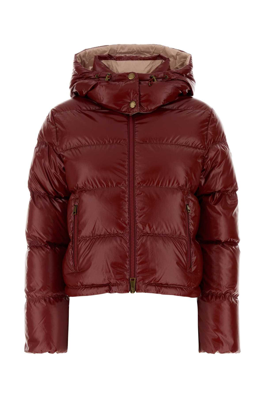 Moncler Jacket Exterior: 100% Nylon down jacket in red