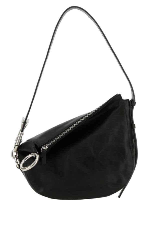 Burberry Exterior: 100% Calf leather; Lining: 100% Calf leather; Finishing: Silver metal shoulder bag in black