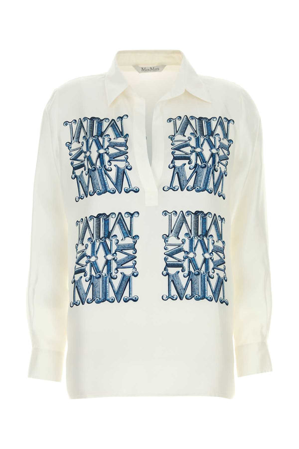 Max Mara 100% Silk shirt in white
