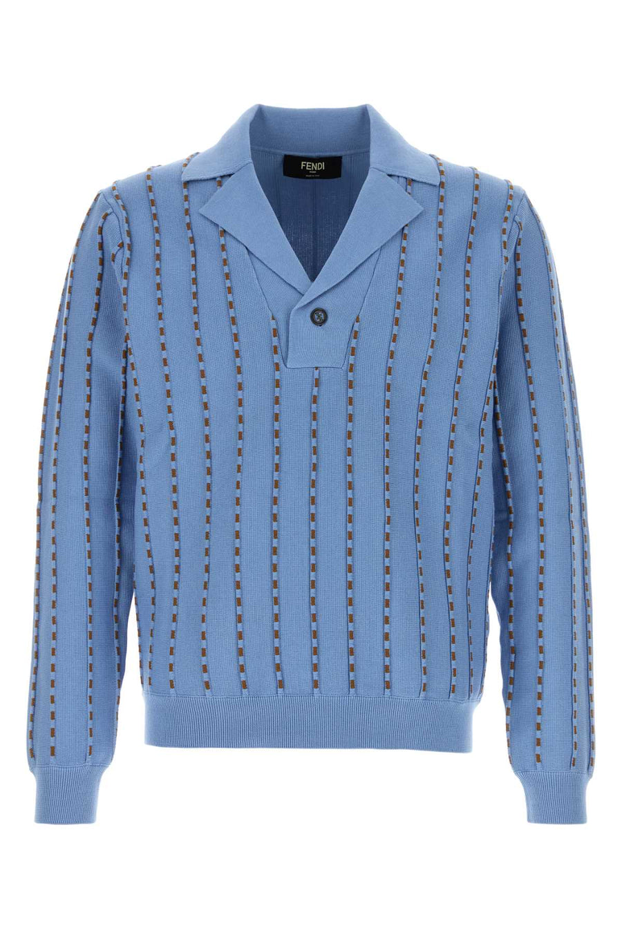 Cerulean Blue Cotton Polo Shirt Jeans+tabacco Exterior