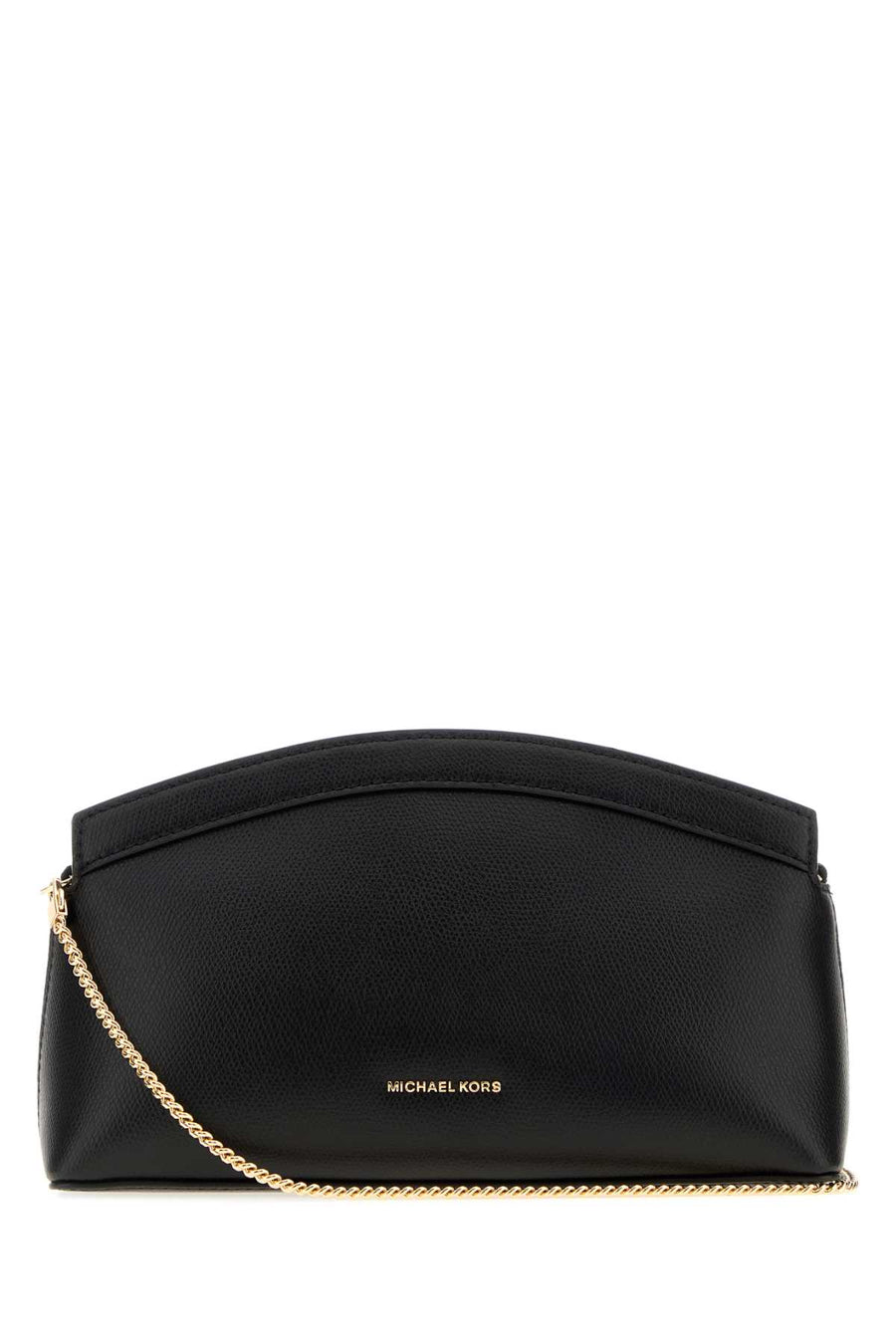 Michael By Michael Kors Dome Exterior: 100% Leather; Lining: 100% Fabric; Hardware: Golden metal clutch in black