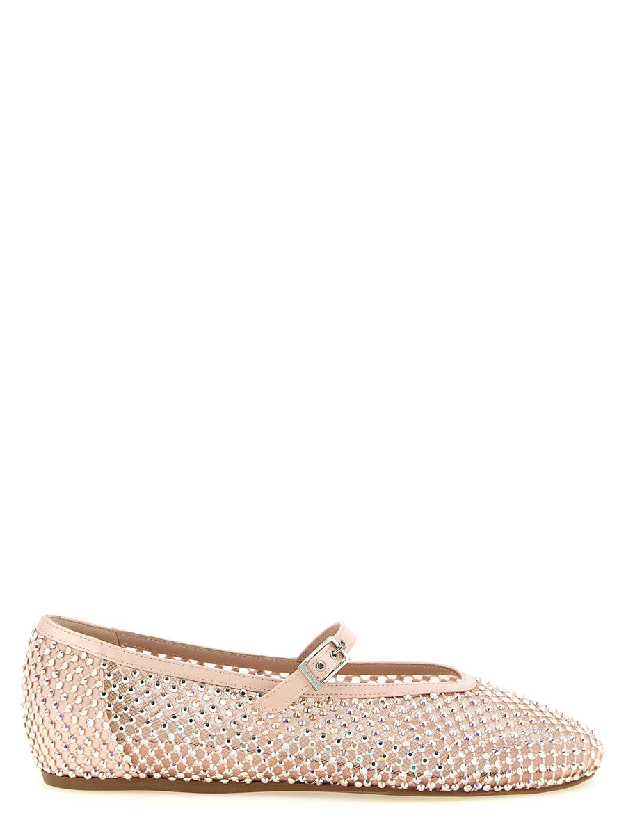 Le Silla Technical mesh with iridescent crystals ballet flat in rose gold