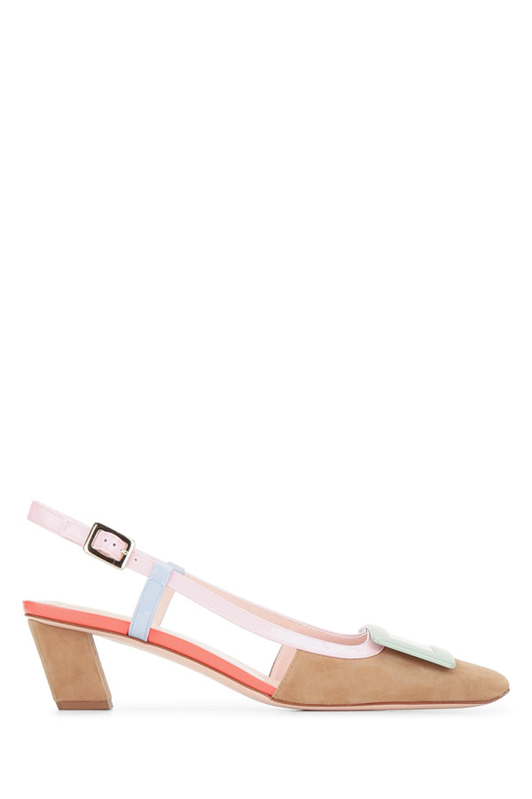 Roger Vivier Suede and leather slingback heel in multicolor