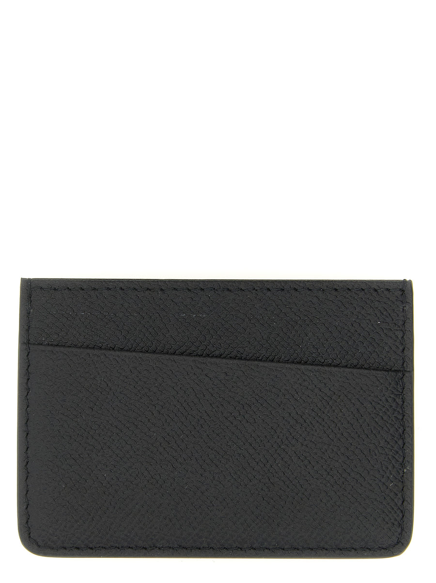 Maison Margiela Black calf leather card case in black