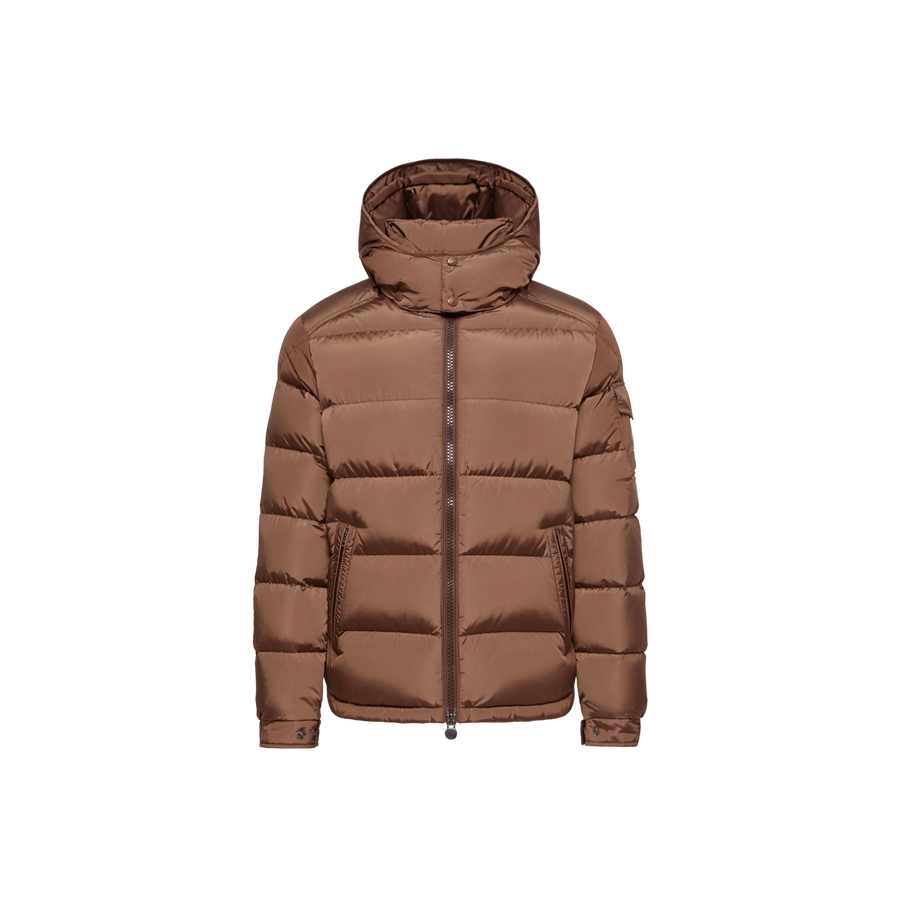 Moncler مايا جاكيت مبطن بالريش — بني