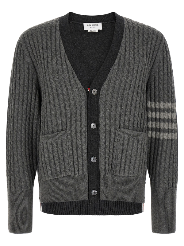 Thom Browne 100% Virgin Wool cardigan in gray