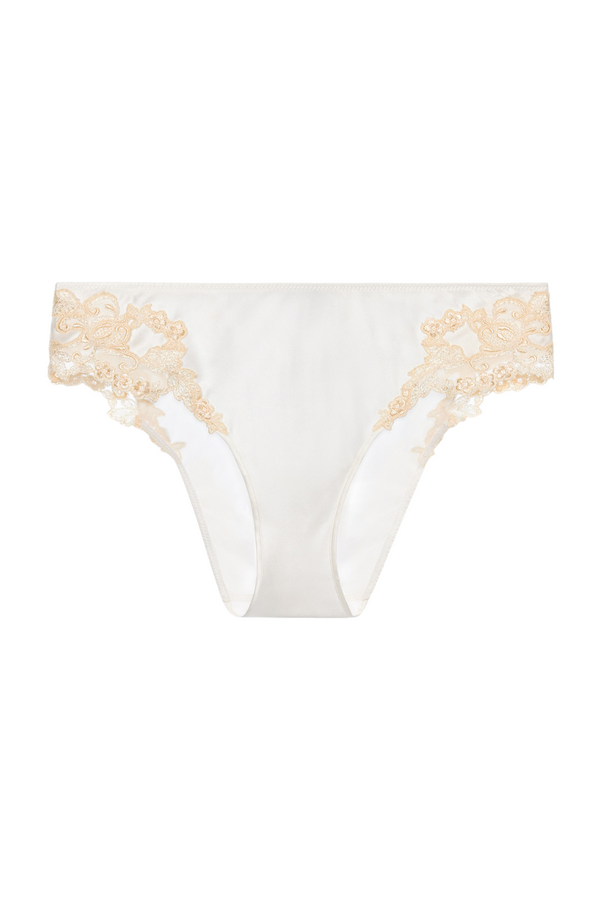 La Perla White Silk Medium Briefs With Frastaglio Cfi0019229 Clothing