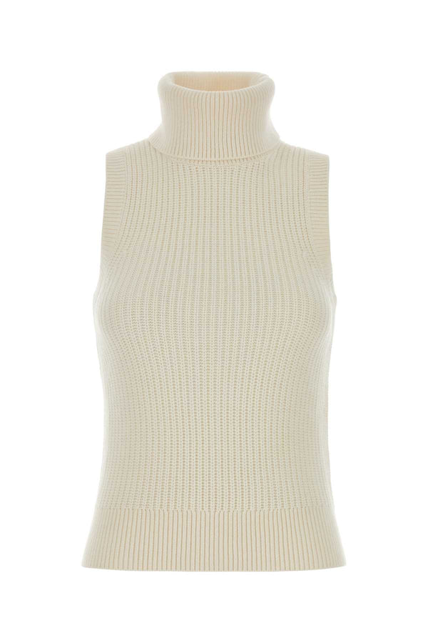 Ivory Wool Blend Vest Bone Exterior: Cotton Maglie
