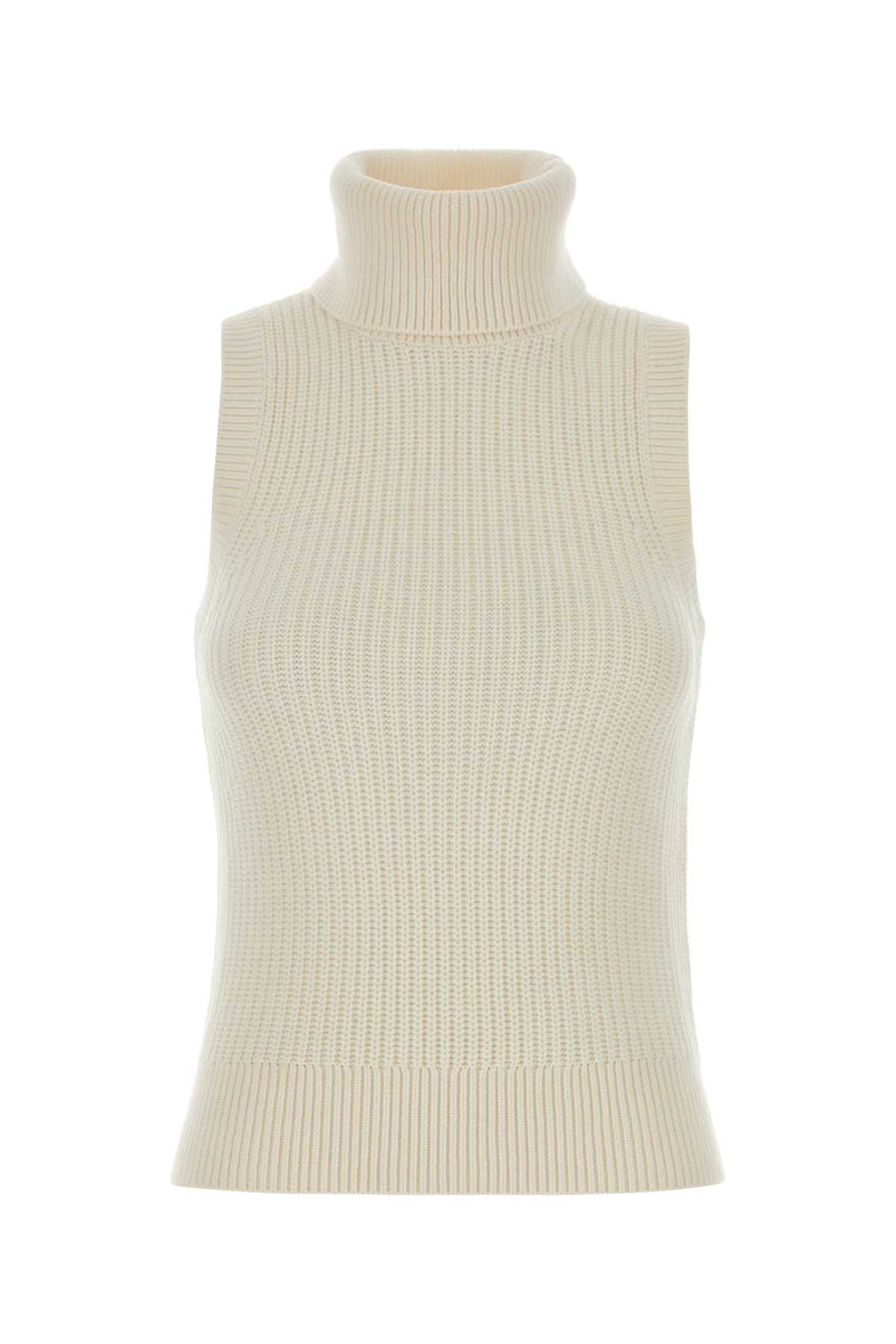 Ivory Wool Blend Vest Bone Exterior: Cotton Maglie