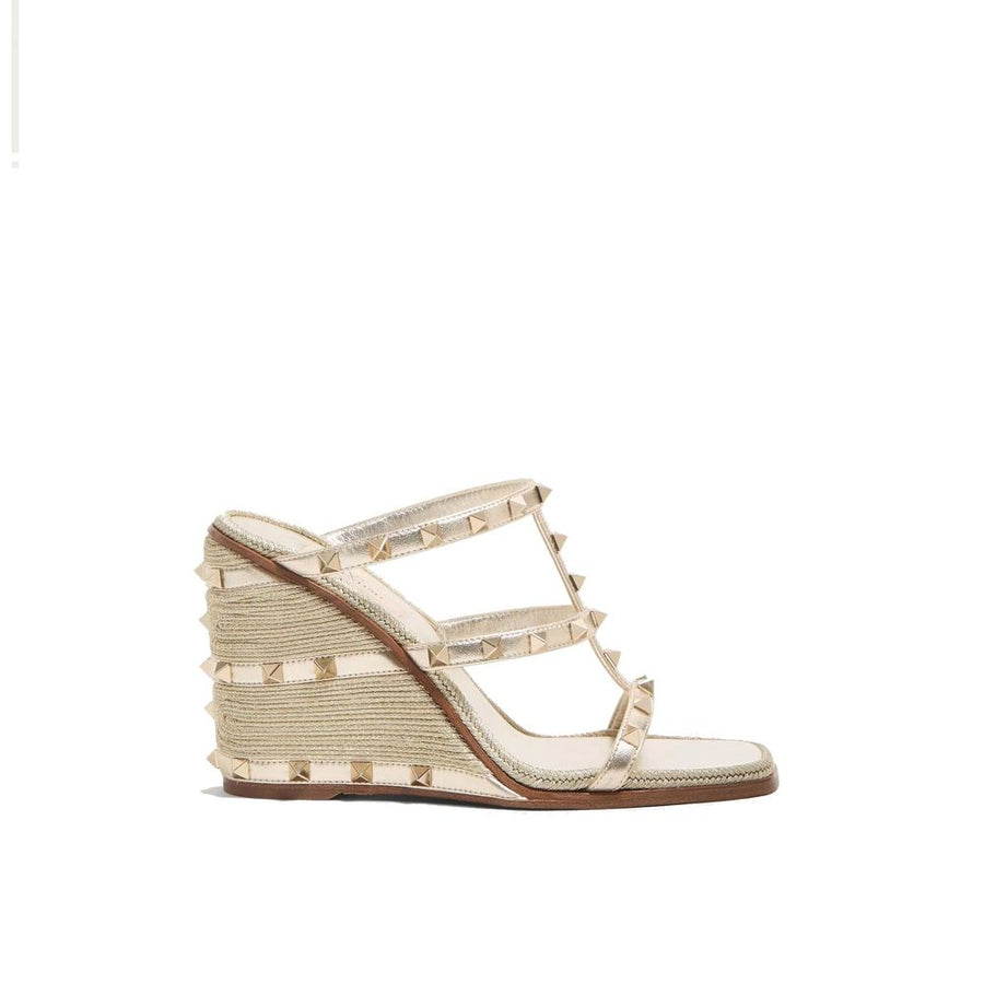 Valentino Garavani 100% calf leather (upper wedge sandal in gold