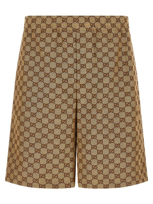 Gucci 68% Linen bermuda shorts in beige