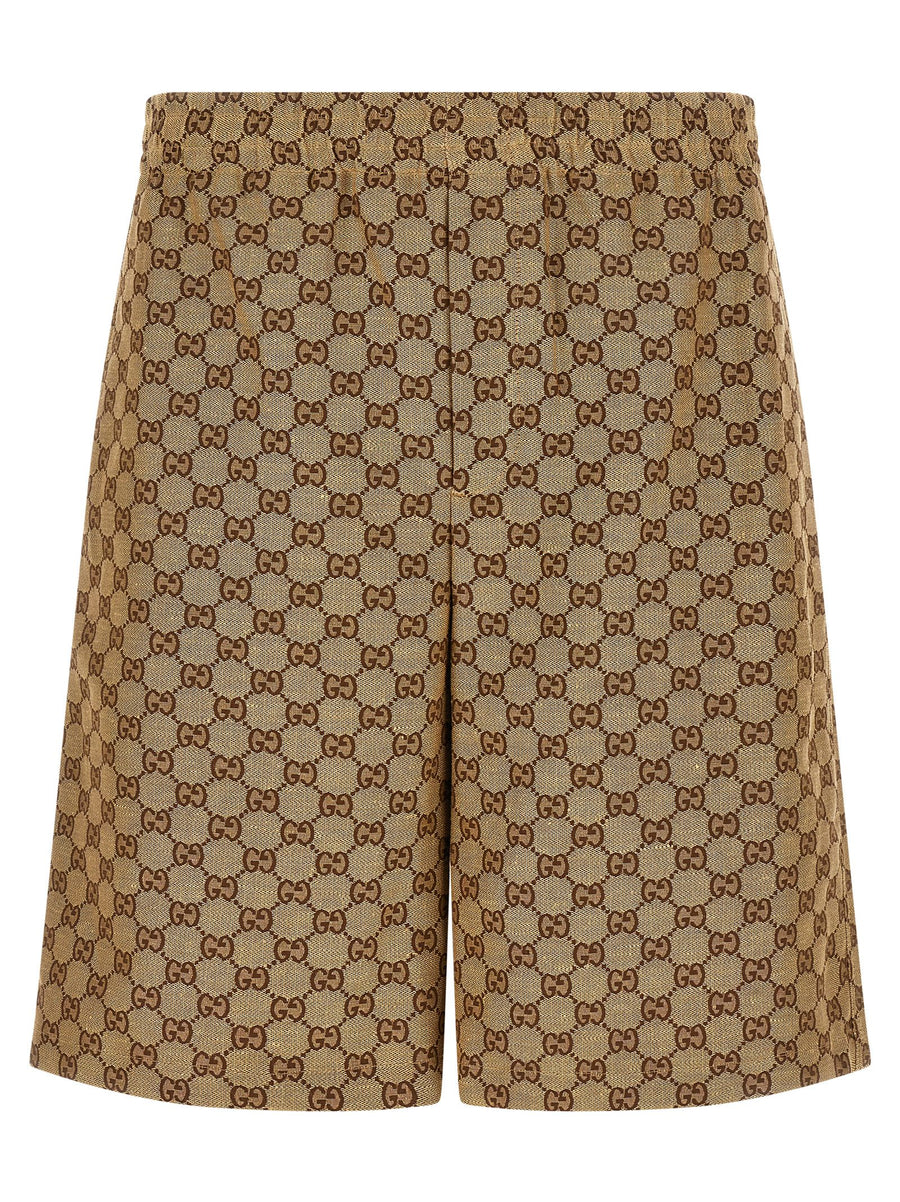 Gucci 68% Linen bermuda shorts in beige