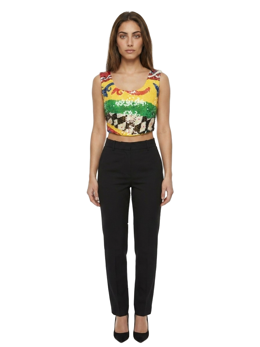 Multicolor Polyester Sleeveles T-Shirt