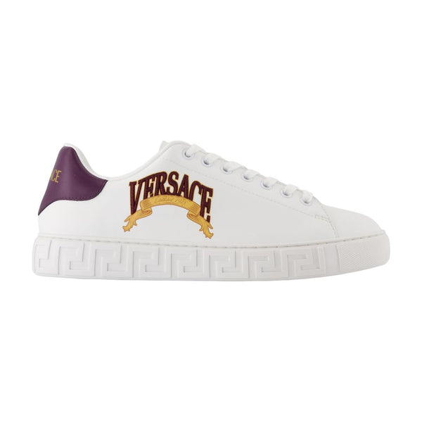 Versace Synthetic leather sneaker in white