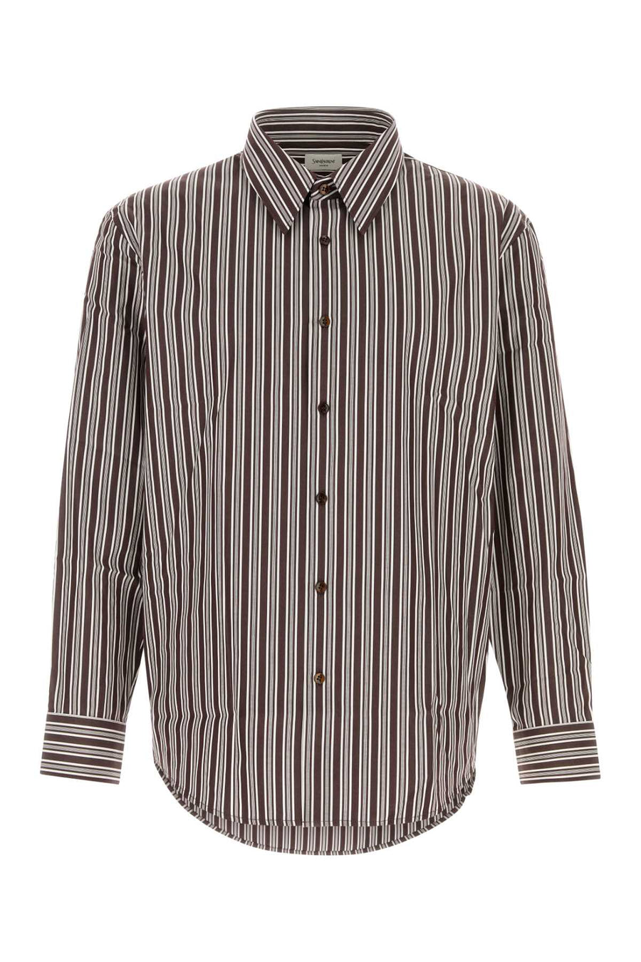 Embroidered Poplin Shirt Marroncraie Exterior: Cotton Camicie