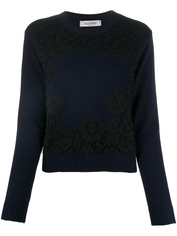 Valentino wool-cashmere blend sweater in navy
