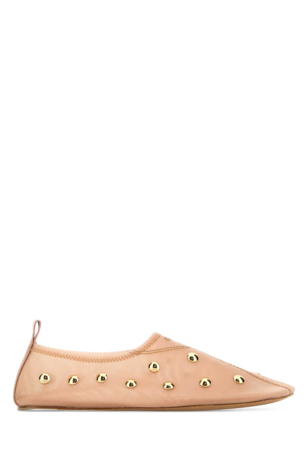 Chloé Rita Exterior: 100% Nylon; Interior: 100% Nylon; Sole: Leather ballet flat in beige