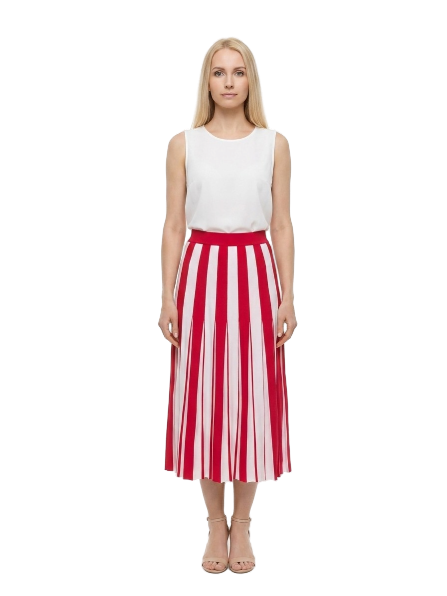Bicolor Elastane Midi Skirt