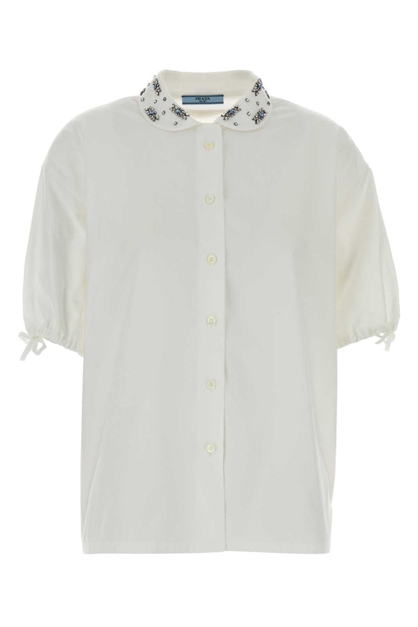 White Poplin Shirt Bianco Exterior: Cotton Camicie