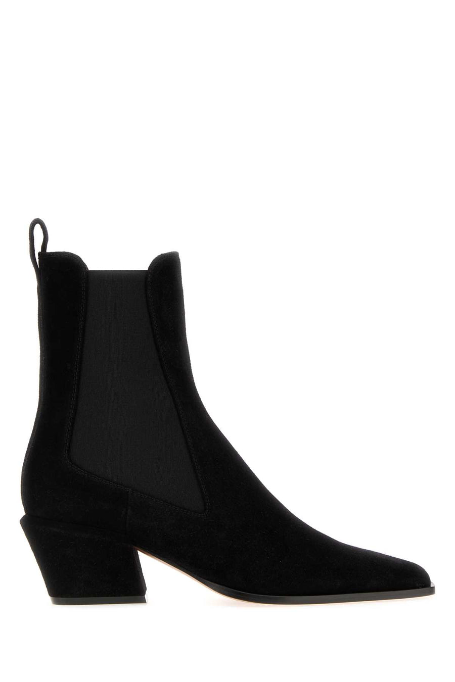 Paris Texas Ankle Exterior: 100% Suede; Interior: 100% Leather; Sole: Leather ankle boot in black
