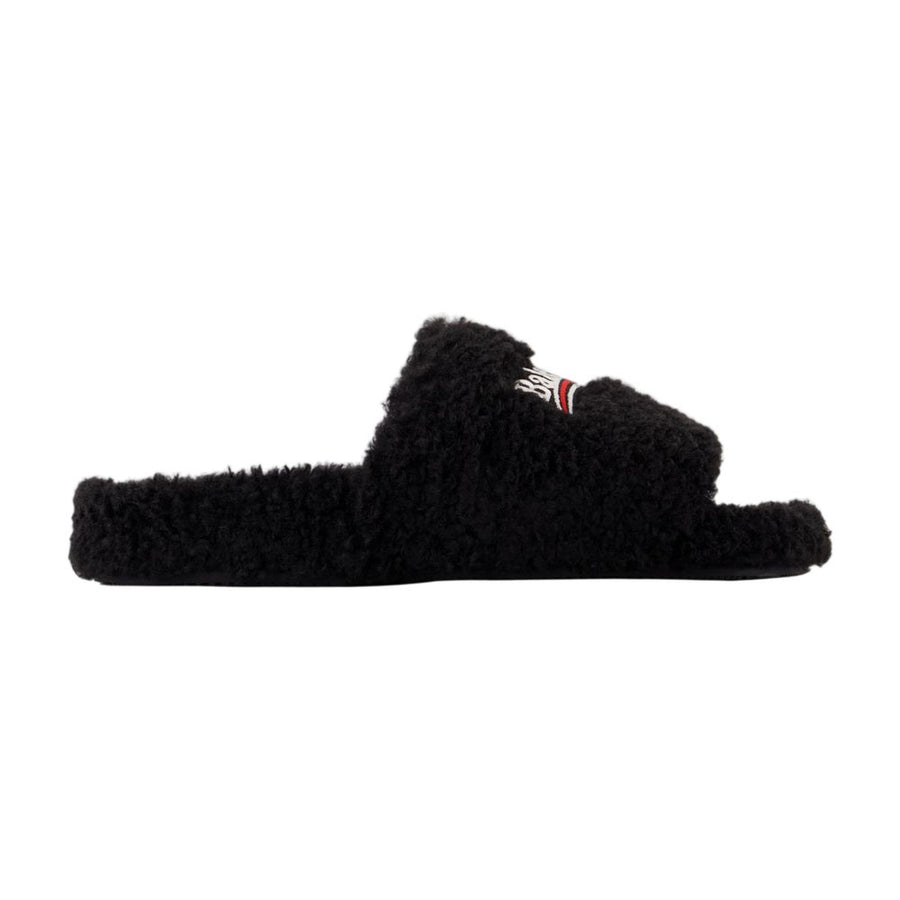 Balenciaga Shearling sandal in black