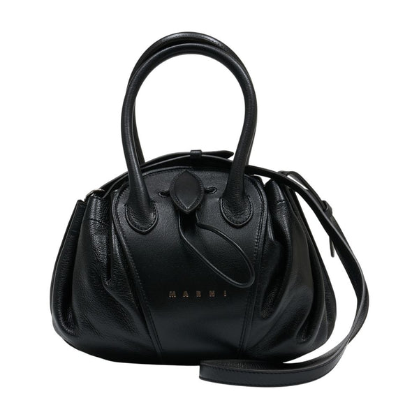 Marni calfskin top handle bag in black
