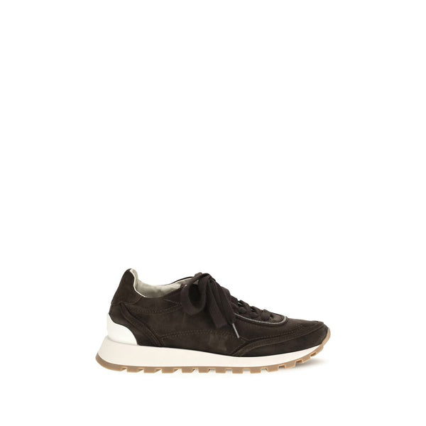Brown Suede Leather Low Top Sneakers