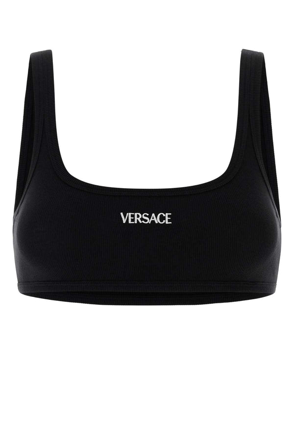 Versace Cotton 93% Cotton bikini top in black