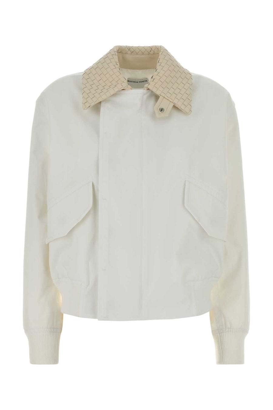 Bluson Cotone Colletto Pelle Bianco Intreccio Giubbini