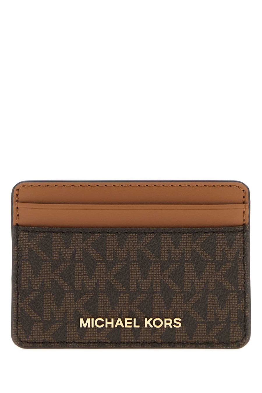 Printed Canvas Card Holder Brown Portafogli